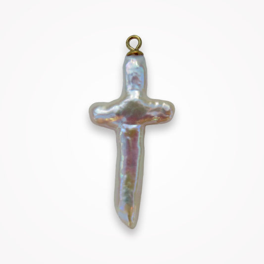 Freshwater pearl Cross Charm